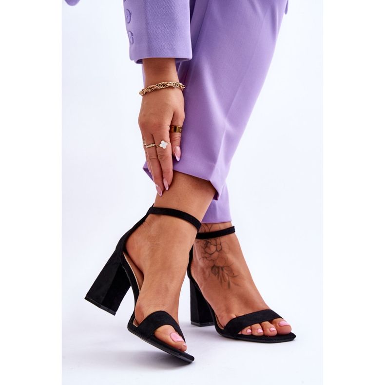 Damensandalen mit stabilem Absatz Schwarz Lavissa 2