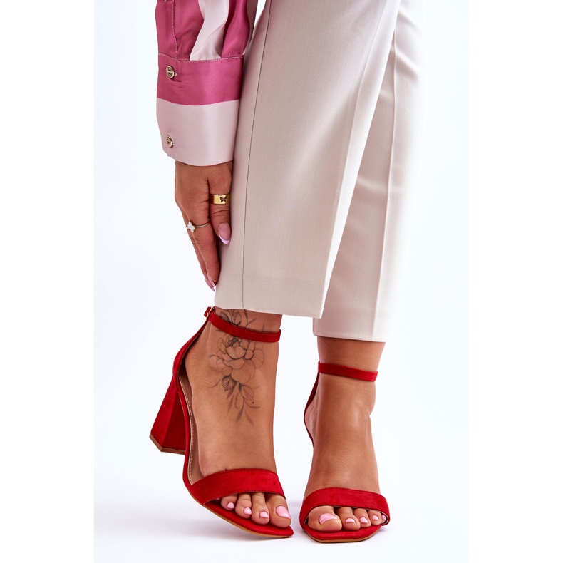 FJ1 Damensandalen auf einem stabilen Absatz Red Lavissa rot 1