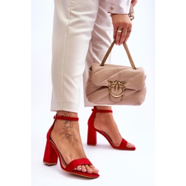 FJ1 Damensandalen auf einem stabilen Absatz Red Lavissa rot 2