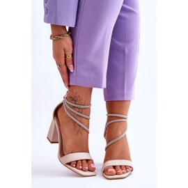 FJ1 Modische Sandalen mit Zirkonia beige Carma braun 1