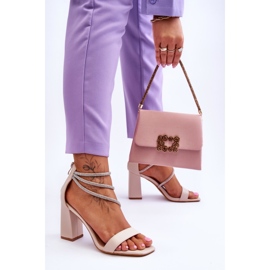 FJ1 Modische Sandalen mit Zirkonia beige Carma braun 2