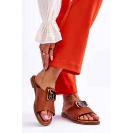 FJ1 Damenhausschuhe mit Zierelement Camel Leonia braun 2