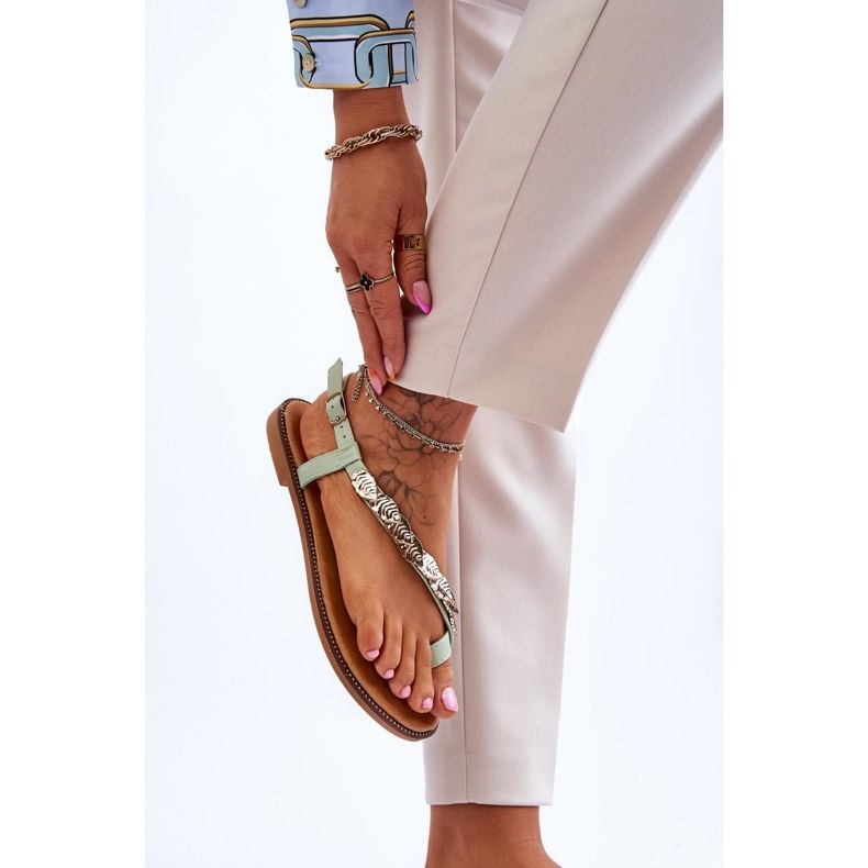 Damensandalen mit Riemen Grün Alamis 2