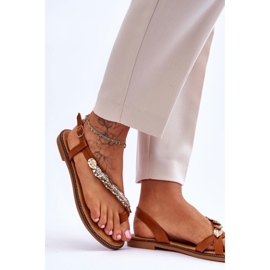 FJ1 Camel Alamis verzierte Damensandalen braun 2