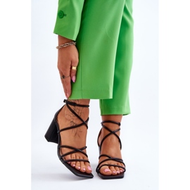 Leder Modische Damen Sandalette Schwarz Primma 1