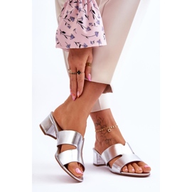 Klassische silberne Miley-Lederpantoffeln mit niedrigem Absatz silber- 2