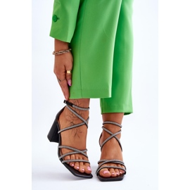 FJ1 Damen Ledersandalen mit Zirkonia High Heels Schwarz Liviano 1