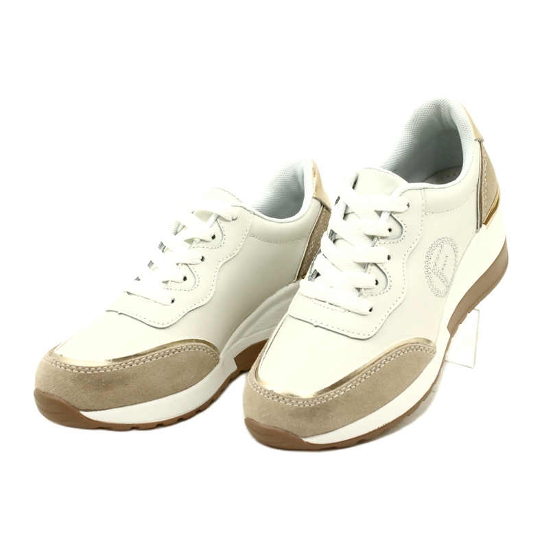 Filippo DP4660/23 WH BE Damen-Sport-Schnürschuhe Weiß und Beige 3