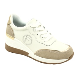 Filippo DP4660/23 WH BE Damen-Sport-Schnürschuhe Weiß und Beige 1