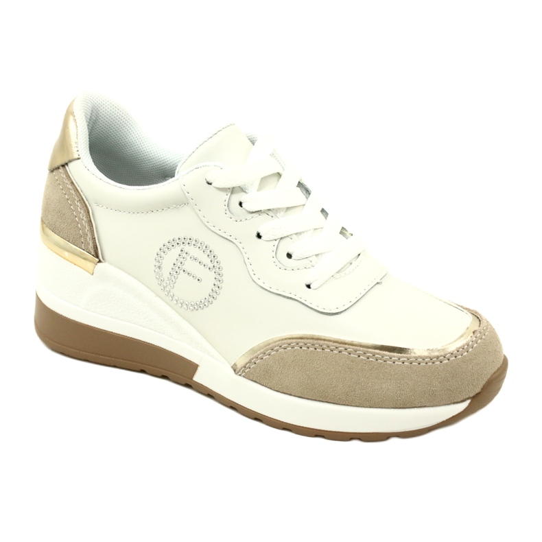 Filippo DP4660/23 WH BE Damen-Sport-Schnürschuhe Weiß und Beige 1
