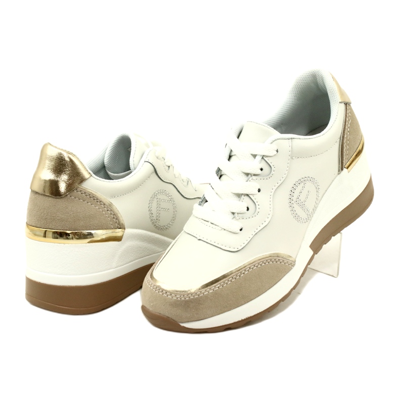Filippo DP4660/23 WH BE Damen-Sport-Schnürschuhe Weiß und Beige 4