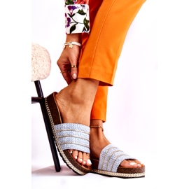 S.Barski Klassische Damen-Flip-Flops mit Kette, Blau 1