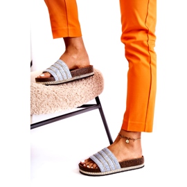 S.Barski Klassische Damen-Flip-Flops mit Kette, Blau 3