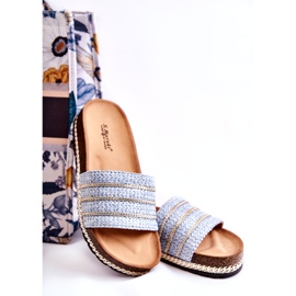 S.Barski Klassische Damen-Flip-Flops mit Kette, Blau 5