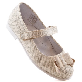 Mädchen Ballerinas glänzend mit Klettverschluss gold Kornecki 6802 golden 1