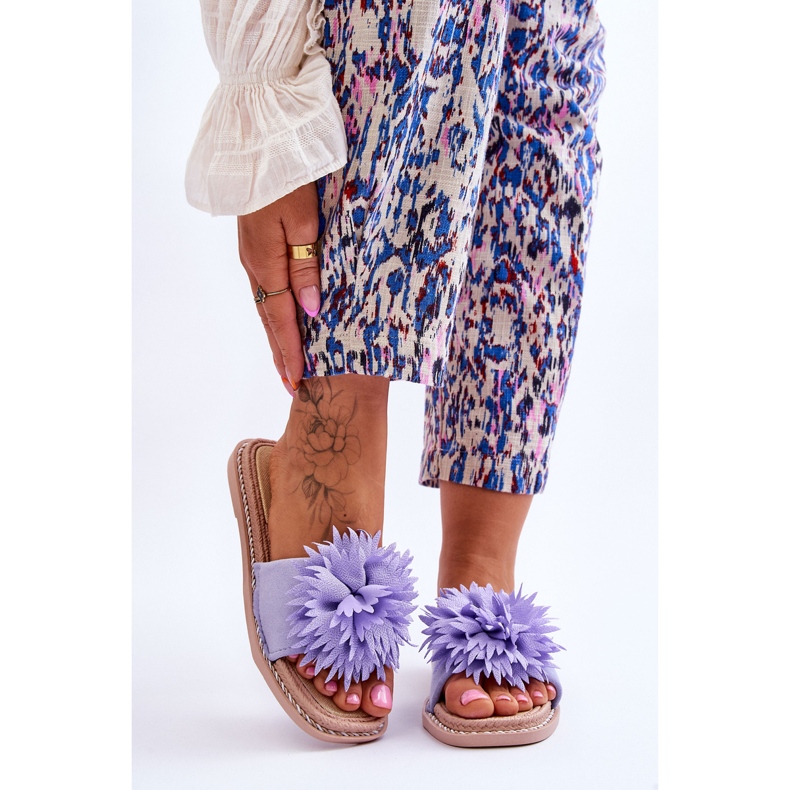 Damen-Slipper aus Wildleder mit violetter Giorgia-Verzierung lila 1