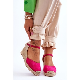 Fuchsia Cammer Wildleder Espadrilles Keilsandalen rosa 1