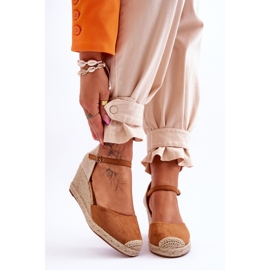 Camel Cammer Wildleder Espadrilles Keilsandalen braun 1