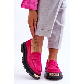 FJ1 Klassische Wildleder-Loafer mit fuchsiafarbener Monaro-Verzierung rosa 1