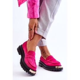 FJ1 Klassische Wildleder-Loafer mit fuchsiafarbener Monaro-Verzierung rosa 2