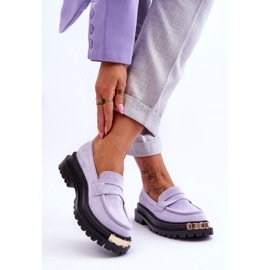 FJ1 Klassische Wildleder-Loafer mit violetter Monaro-Verzierung lila 2