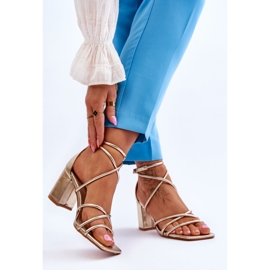 FJ1 Leder Modische Damen Sandalen Gold Primma High Heels golden 2