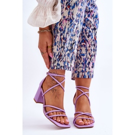 Leder Modische Damen Sandalen Lila Primma High Heels 1