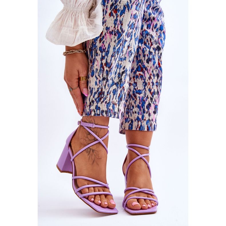 Leder Modische Damen Sandalen Lila Primma High Heels 1