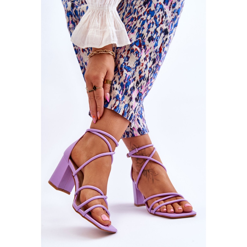 Leder Modische Damen Sandalen Lila Primma High Heels 2