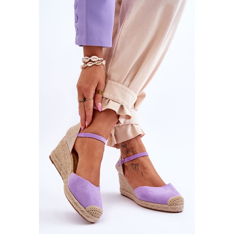 FJ1 Wildleder Espadrilles Keilsandalen Lila Cammer 2