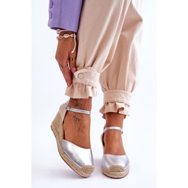 Leder Espadrilles Keilsandalen Silber Cammer 1