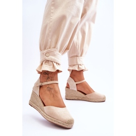 Wildleder Espadrilles Keilsandalen Beige Cammer braun 2
