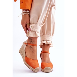 Wildleder Espadrilles Keilsandalen Orange Cammer 1