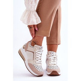 Damen-Sneaker mit Keilabsatz Weiß-Beige Nomera 1