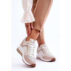 Damen-Sneaker mit Keilabsatz Weiß-Beige Nomera 2
