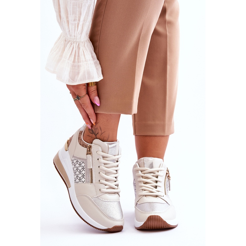 Modischer Damen Sneaker mit Keilabsatz Beige Jolly 1
