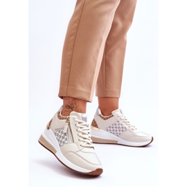 Modischer Damen Sneaker mit Keilabsatz Beige Jolly 2