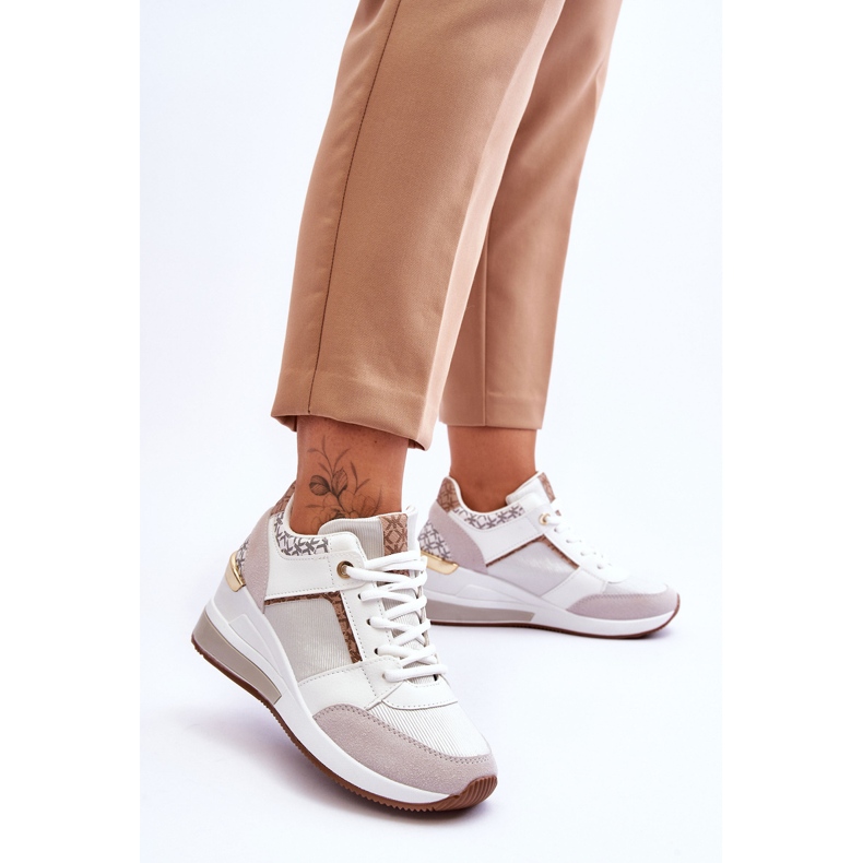 Turnschuhe mit Keilabsatz für Damen Weiß Chevre 2