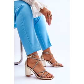 FJ1 Damen Ledersandalen mit Zirkonia Gold Heels Liviano golden 1