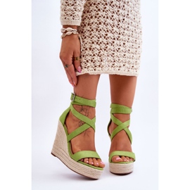 FJ1 Bequeme grüne Lemira High Wedges Sandalen 1