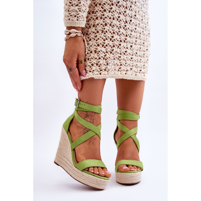 FJ1 Bequeme grüne Lemira High Wedges Sandalen 1