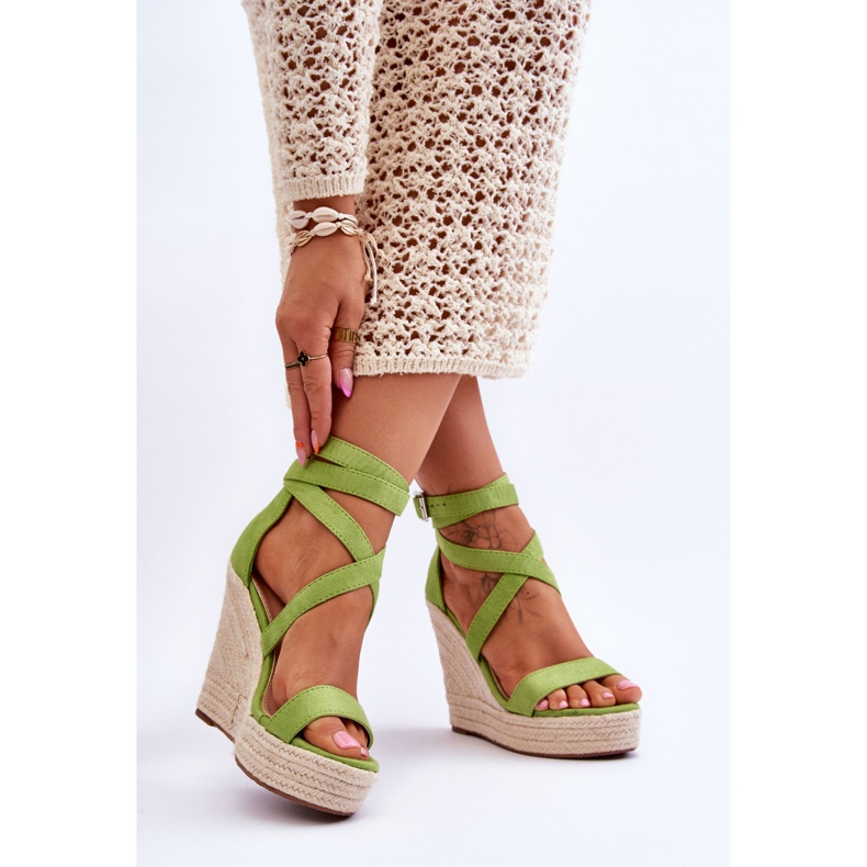 FJ1 Bequeme grüne Lemira High Wedges Sandalen 2