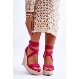 FJ1 Bequeme Sandalen mit hohem Keilabsatz Fuchsia Lemira rosa 1