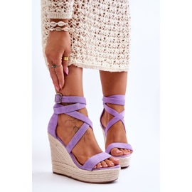 FJ1 Bequeme Lemira Violet High Wedges Sandalen violett 1