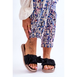 Wildleder Damenhausschuhe mit Schleife Schwarzer Bernstein 1