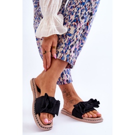 Wildleder Damenhausschuhe mit Schleife Schwarzer Bernstein 2