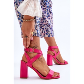 Elegante fuchsiafarbene Michele-Sandalen mit Absatz rosa 2