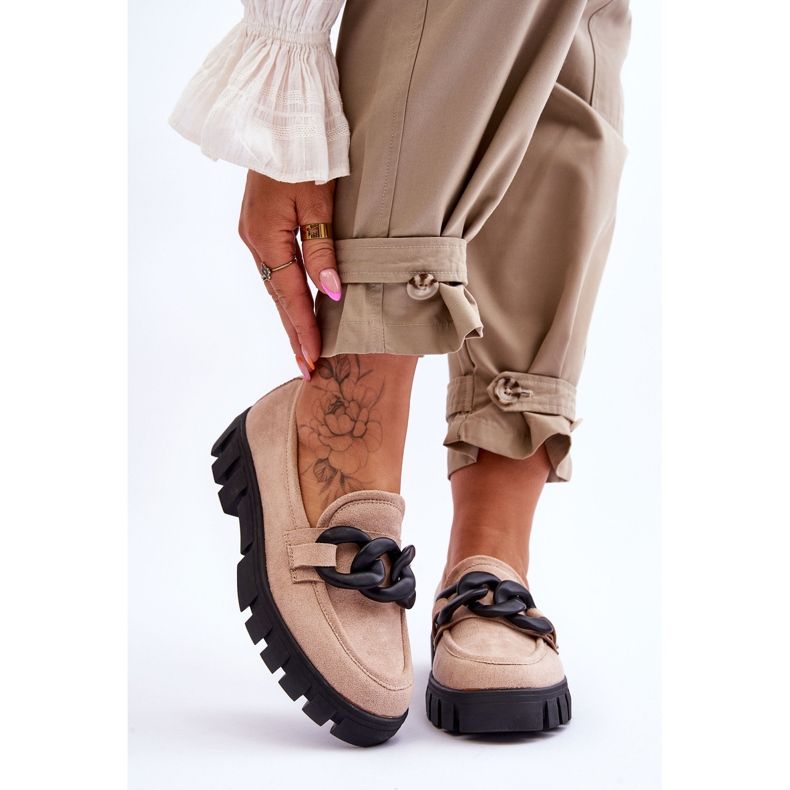 Vinceza Plateau-Loafer aus Wildleder für Damen Beige Bennett schwarz 1