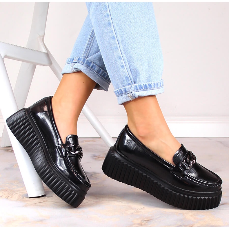 Filippo DP4450 schwarze Ledermokassins auf der Plattform 1