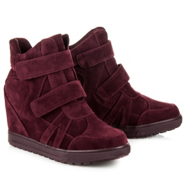 J. Star Turnschuhe aus Veloursleder mit Klettverschluss rot 1